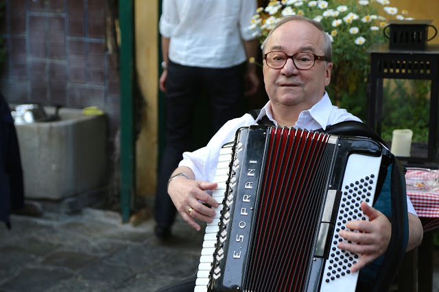 VIENNESE ACCORDIANIST, at a heuriger wine garden, Austria. Pic: Kerstin Rodgers