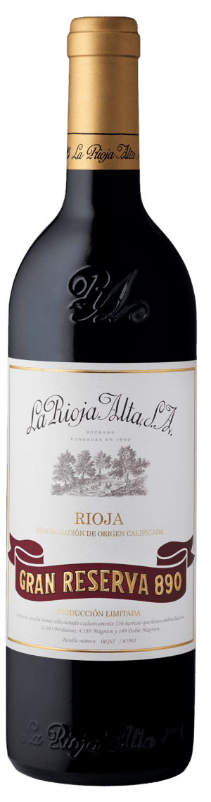 A bottle of La Rioja Alta 890 Gran Reserva wine